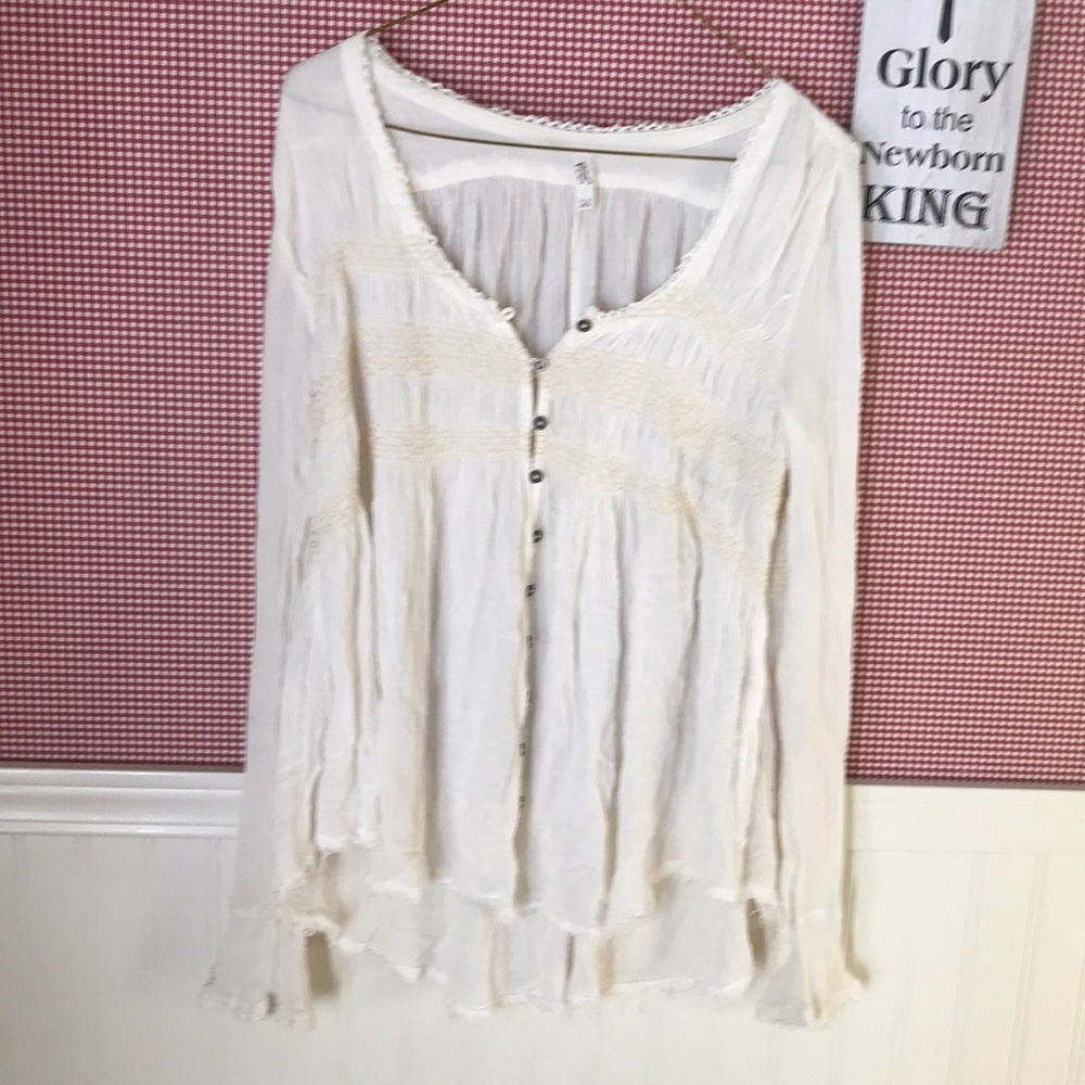 Ivory bluebird Free People tunic